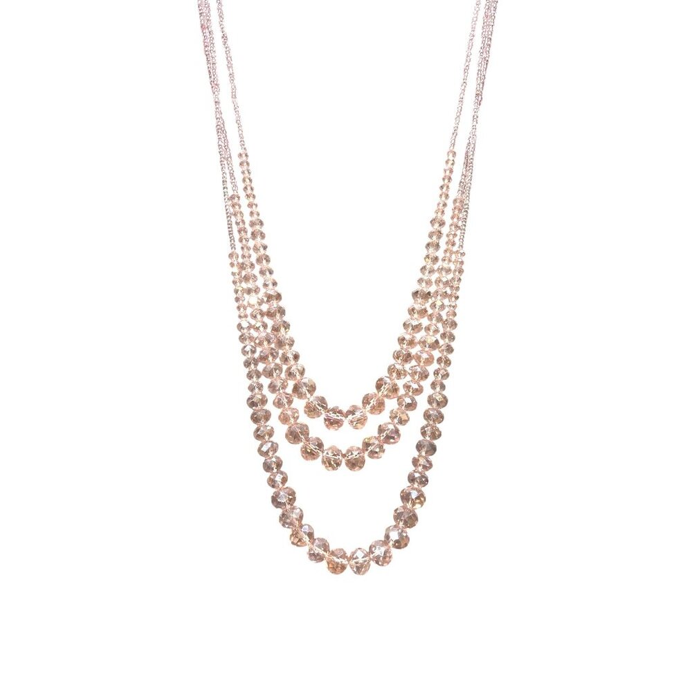 Jacqueline Kent Pink Multi-Strand Crystal Necklace 18" Elegant Jewelry Accessory